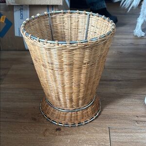 Tan Woven Accent Basket with Silver Details